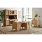 Bureau d'angle double piédestal de 168 cm avec tiroirs classeurs et gestion des câbles, aucun assemblage requis