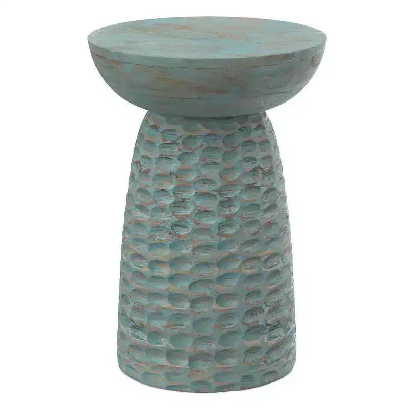 Willis Wooden Accent Table Teal Wash - WyndenHall: Mid-Century Modern, Mango Wood, Scratch-Resistant