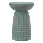Table d'appoint ronde en bois de manguier, finition délavée sarcelle, résistante aux rayures, 45 cm de hauteur