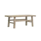 Storied Home Elm Wood Coffee Table Natural: 16.75" High, 45.25" Deep, No Assembly, Elm Frame & Top