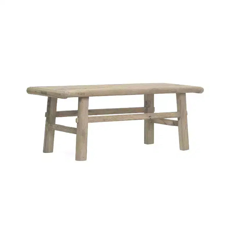 Storied Home Elm Wood Coffee Table Natural: 16.75" High, 45.25" Deep, No Assembly, Elm Frame & Top