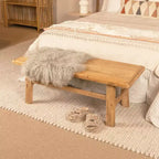 Table basse en orme recyclé, finition naturelle, 45,25"L x 16,75"H, aucun assemblage requis