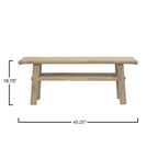 Table basse en orme recyclé, finition naturelle, 45,25"L x 16,75"H, aucun assemblage requis