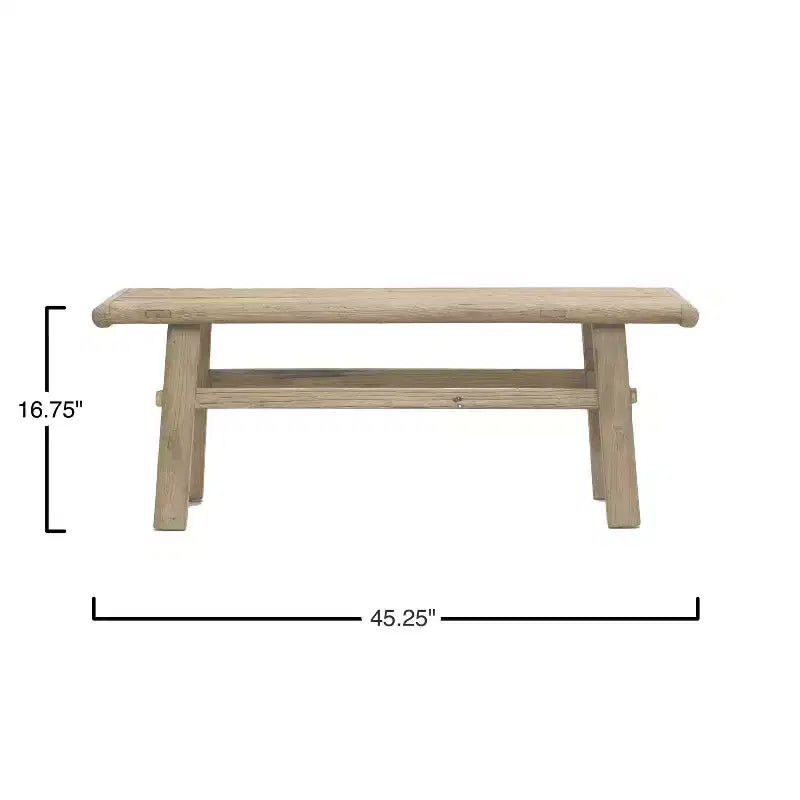 Table basse en orme recyclé, finition naturelle, 45,25"L x 16,75"H, aucun assemblage requis