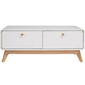 Ren Home Leva Scandinavian 2 Drawer Curved Entertainment Console, White