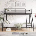 Twin-Over-Full Metal Bunk Bed with Ladder and Enhanced Upper-Level Guardrail, Black - ModernLuxe