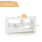 Meuble TV moderne de 41 po pour téléviseurs de 55 po, 3 compartiments ouverts, 1 tiroir, blanc, 160 lb