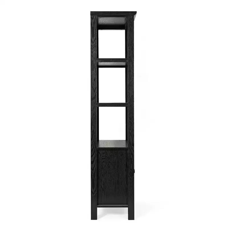 Bibliothèque de ferme moderne avec portes d'armoire en verre trempé, 3 étagères, 90 kg