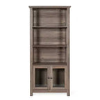 Bibliothèque de ferme moderne avec portes d'armoire en verre trempé, 3 étagères, 90 kg