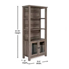 Bibliothèque de ferme moderne avec portes d'armoire en verre trempé, 3 étagères, 90 kg