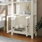 Bibliothèque de ferme moderne avec portes d'armoire en verre trempé, 3 étagères, 90 kg
