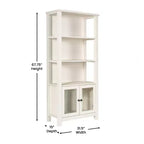 Bibliothèque de ferme moderne avec portes d'armoire en verre trempé, 3 étagères, 90 kg