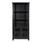 Bibliothèque de ferme moderne avec portes d'armoire en verre trempé, 3 étagères, 90 kg