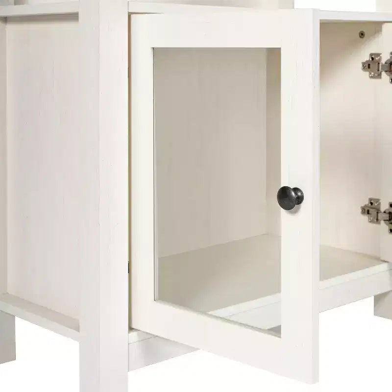 Bibliothèque de ferme moderne avec portes d'armoire en verre trempé, 3 étagères, 90 kg