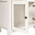 Bibliothèque de ferme moderne avec portes d'armoire en verre trempé, 3 étagères, 90 kg