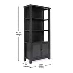 Bibliothèque de ferme moderne avec portes d'armoire en verre trempé, 3 étagères, 90 kg