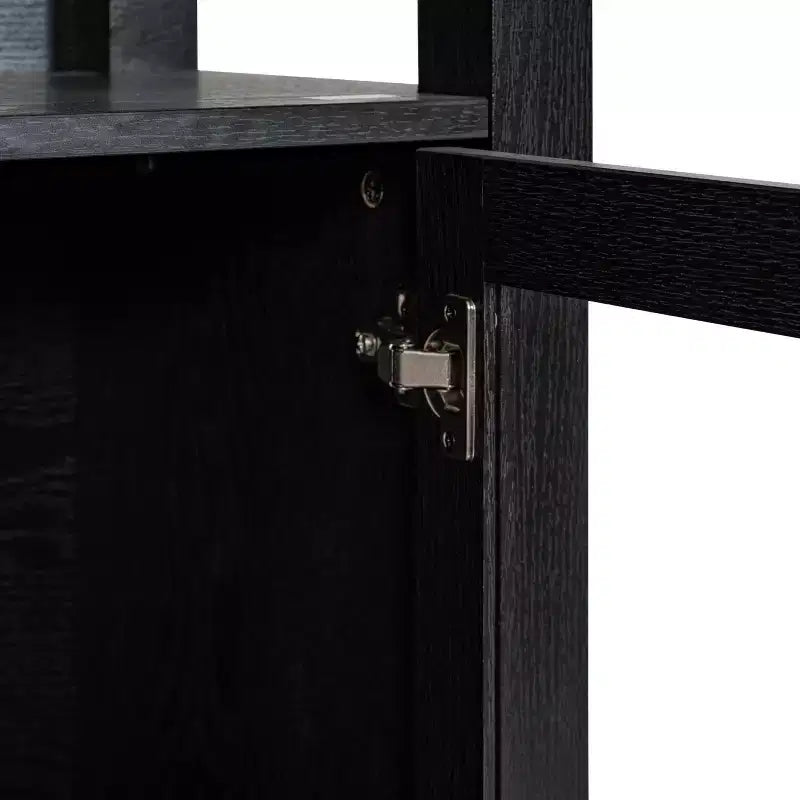 Bibliothèque de ferme moderne avec portes d'armoire en verre trempé, 3 étagères, 90 kg
