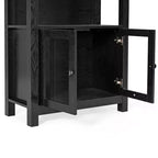Bibliothèque de ferme moderne avec portes d'armoire en verre trempé, 3 étagères, 90 kg