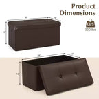 Pouffe de rangement pliant, cuir PVC, 85 L, capacité 150 kg, repose-pieds multifonctionnel