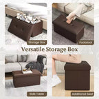 Pouffe de rangement pliant, cuir PVC, 85 L, capacité 150 kg, repose-pieds multifonctionnel