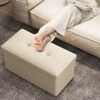 Pouffe de rangement pliant, cuir PVC, 85 L, capacité 150 kg, repose-pieds multifonctionnel