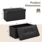 Pouffe de rangement pliant, cuir PVC, 85 L, capacité 150 kg, repose-pieds multifonctionnel