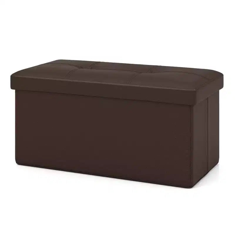Pouffe de rangement pliant, cuir PVC, 85 L, capacité 150 kg, repose-pieds multifonctionnel