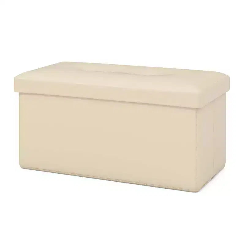 Pouffe de rangement pliant, cuir PVC, 85 L, capacité 150 kg, repose-pieds multifonctionnel