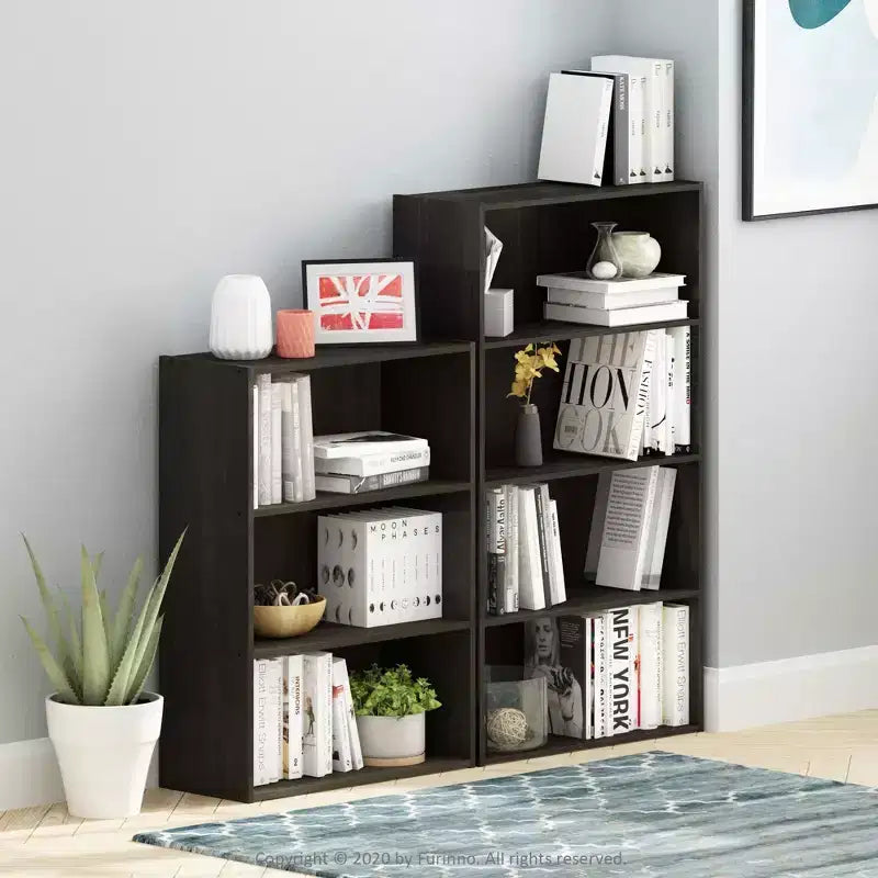Étagère ouverte à 4 compartiments, espresso, panneau de particules, 105,9 cm H x 59,9 cm L