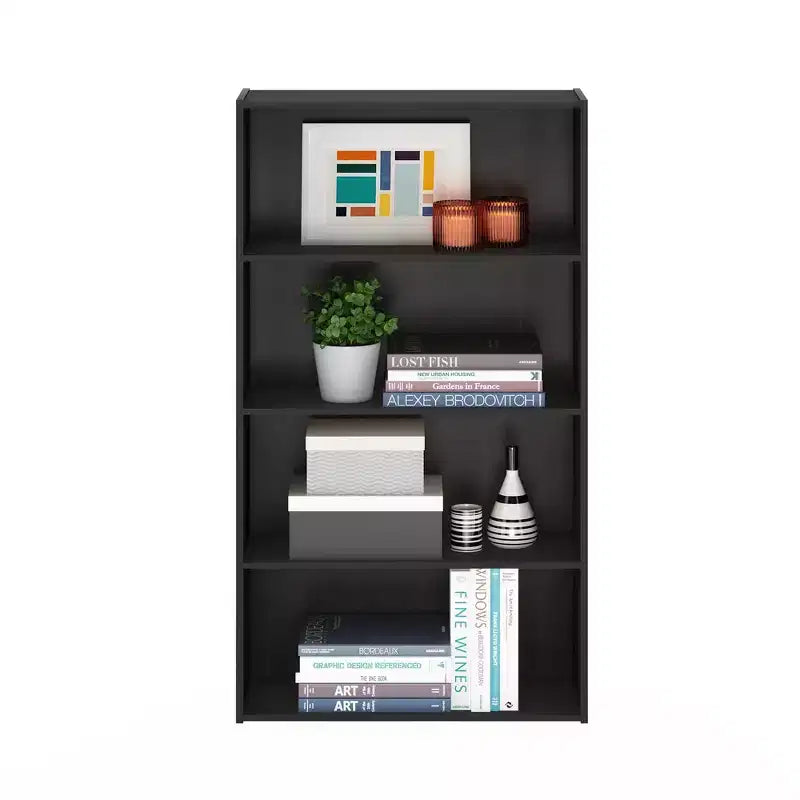 Étagère ouverte à 4 compartiments, espresso, panneau de particules, 105,9 cm H x 59,9 cm L