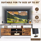Meuble TV industriel de 58 po pour téléviseurs de 65 po, 2 armoires, étagère réglable, passe-câbles