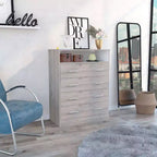 Commode 4 tiroirs, Stratifié bois, Dispositif anti-basculement, 109 cm (H) x 84 cm (l) x 43 cm (P)