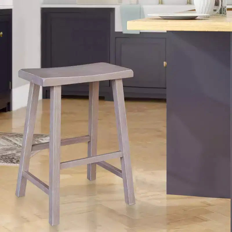 Tabouret de bar selle, hauteur comptoir, en bois d'hévéa, sans dossier ni accoudoirs, H 61 cm
