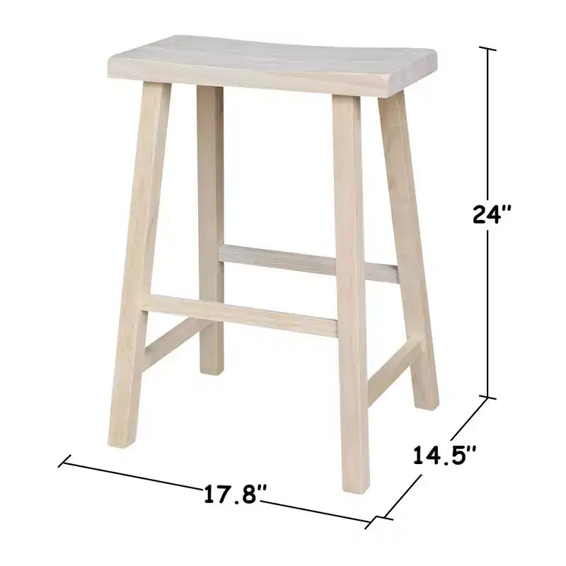 Tabouret de bar selle, hauteur comptoir, en bois d'hévéa, sans dossier ni accoudoirs, H 61 cm