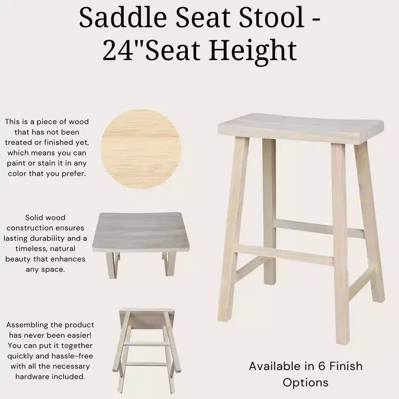 Tabouret de bar selle, hauteur comptoir, en bois d'hévéa, sans dossier ni accoudoirs, H 61 cm