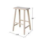 Tabouret de bar selle, hauteur comptoir, en bois d'hévéa, sans dossier ni accoudoirs, H 61 cm