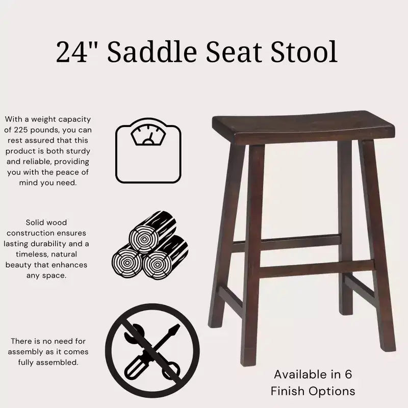 Tabouret de bar selle, hauteur comptoir, en bois d'hévéa, sans dossier ni accoudoirs, H 61 cm