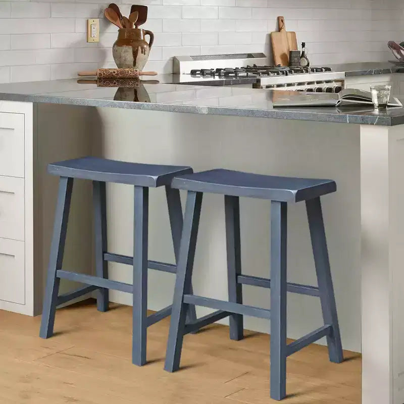 Tabouret de bar selle, hauteur comptoir, en bois d'hévéa, sans dossier ni accoudoirs, H 61 cm