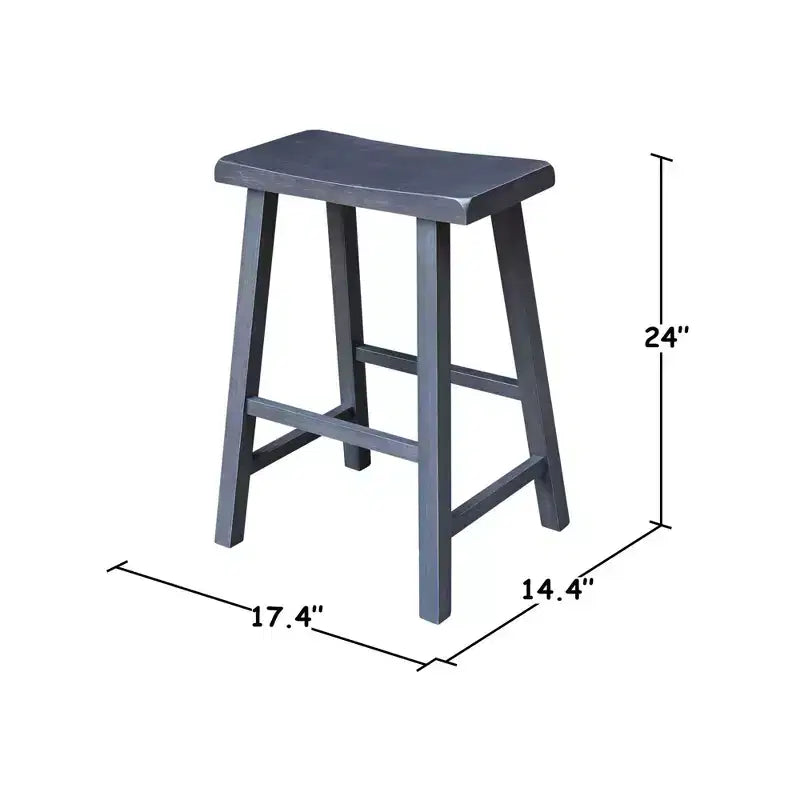 Tabouret de bar selle, hauteur comptoir, en bois d'hévéa, sans dossier ni accoudoirs, H 61 cm