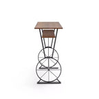Table de bar à hauteur de comptoir, marron et noir, structure en acier, 120 cm L, 2 places