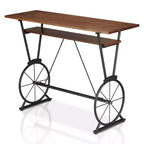 Table de bar à hauteur de comptoir, marron et noir, structure en acier, 120 cm L, 2 places