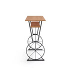 Table de bar à hauteur de comptoir, marron et noir, structure en acier, 120 cm L, 2 places