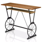Table de bar à hauteur de comptoir, marron et noir, structure en acier, 120 cm L, 2 places