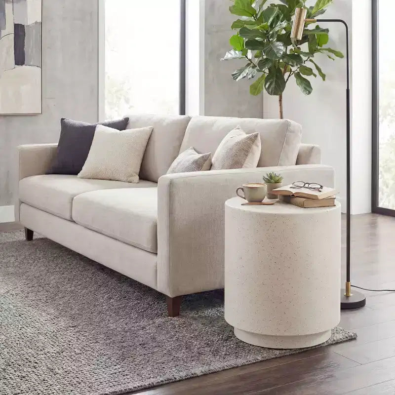 Table d'appoint ronde en béton avec pieds réglables, pour l'intérieur/l'extérieur