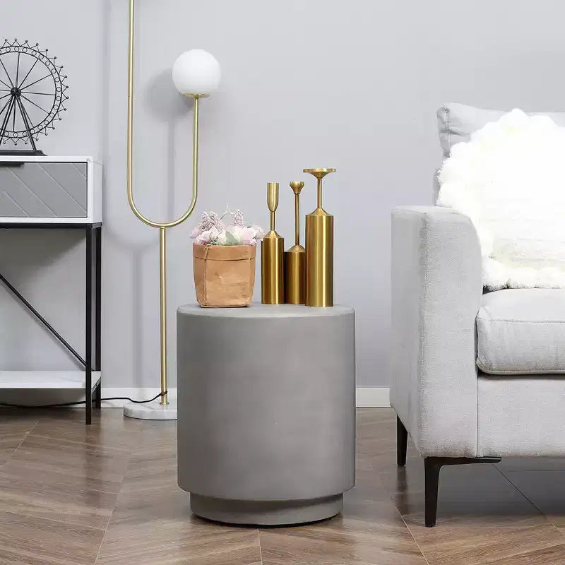 Table d'appoint ronde en béton avec pieds réglables, pour l'intérieur/l'extérieur