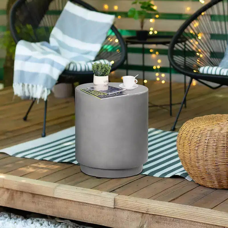 Table d'appoint ronde en béton avec pieds réglables, pour l'intérieur/l'extérieur