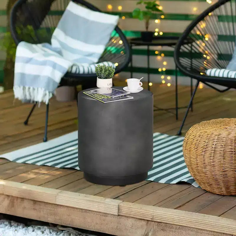Table d'appoint ronde en béton avec pieds réglables, pour l'intérieur/l'extérieur