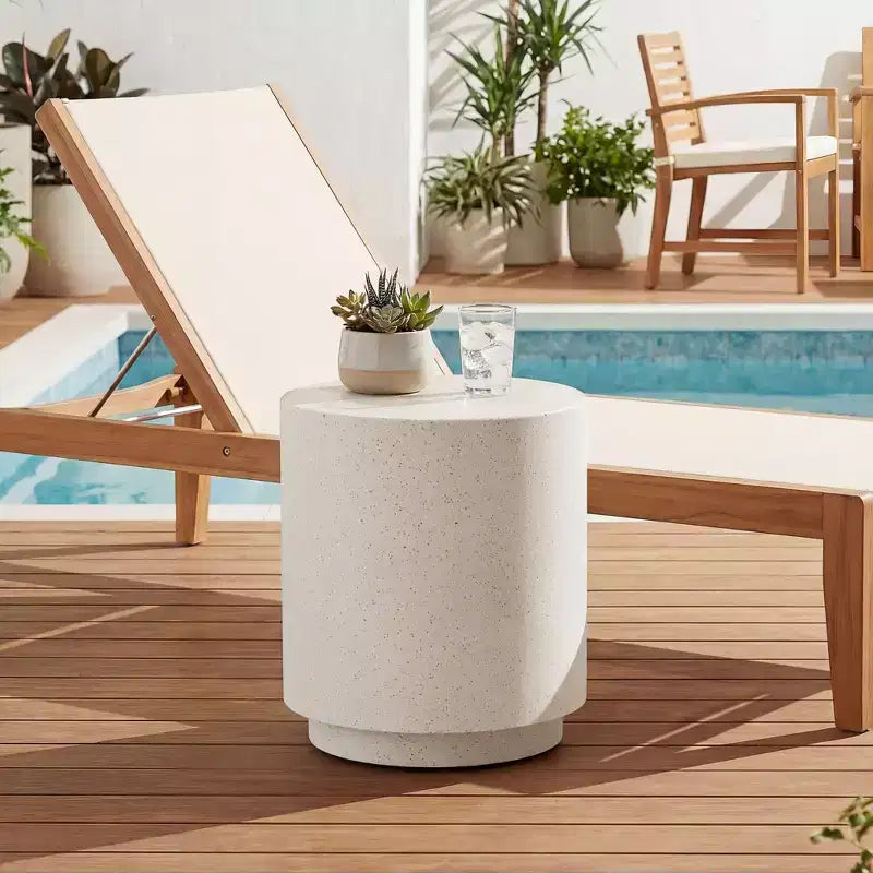 Table d'appoint ronde en béton avec pieds réglables, pour l'intérieur/l'extérieur