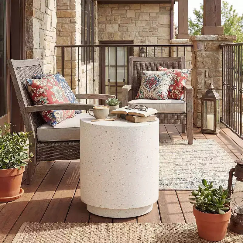 Table d'appoint ronde en béton avec pieds réglables, pour l'intérieur/l'extérieur