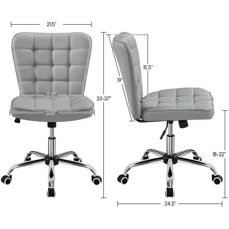 Chaise de bureau moderne sans accoudoirs en similicuir, capacité de 136 kg